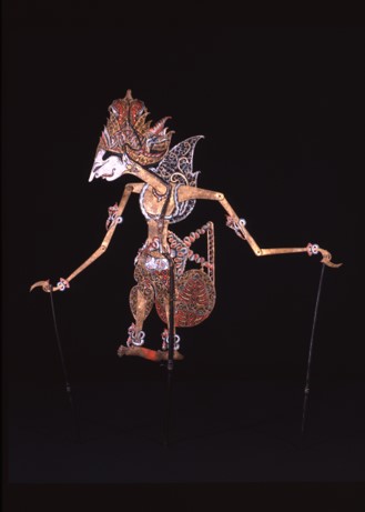 Marionetta del teatro delle ombre wayang kulit, Giava, XIX secolo.