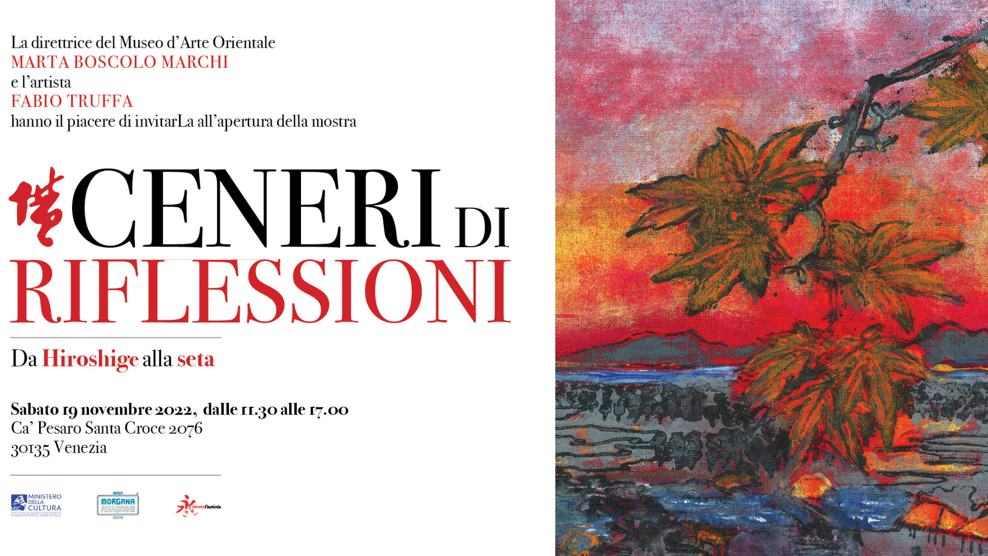 Ceneri di riflessione.  Da Hiroshige alla seta. Opere di Fabio Truffa | 19 novembre 2022 – 8 gennaio 2023